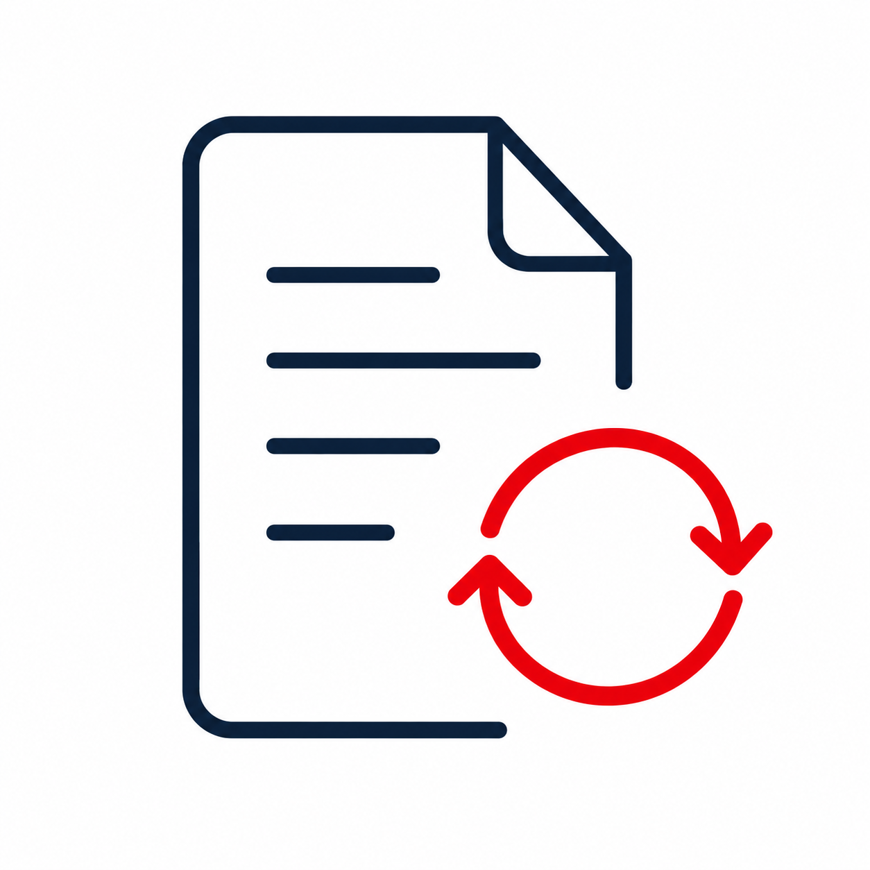 Document with a circular arrow representing AI-assisted document updates