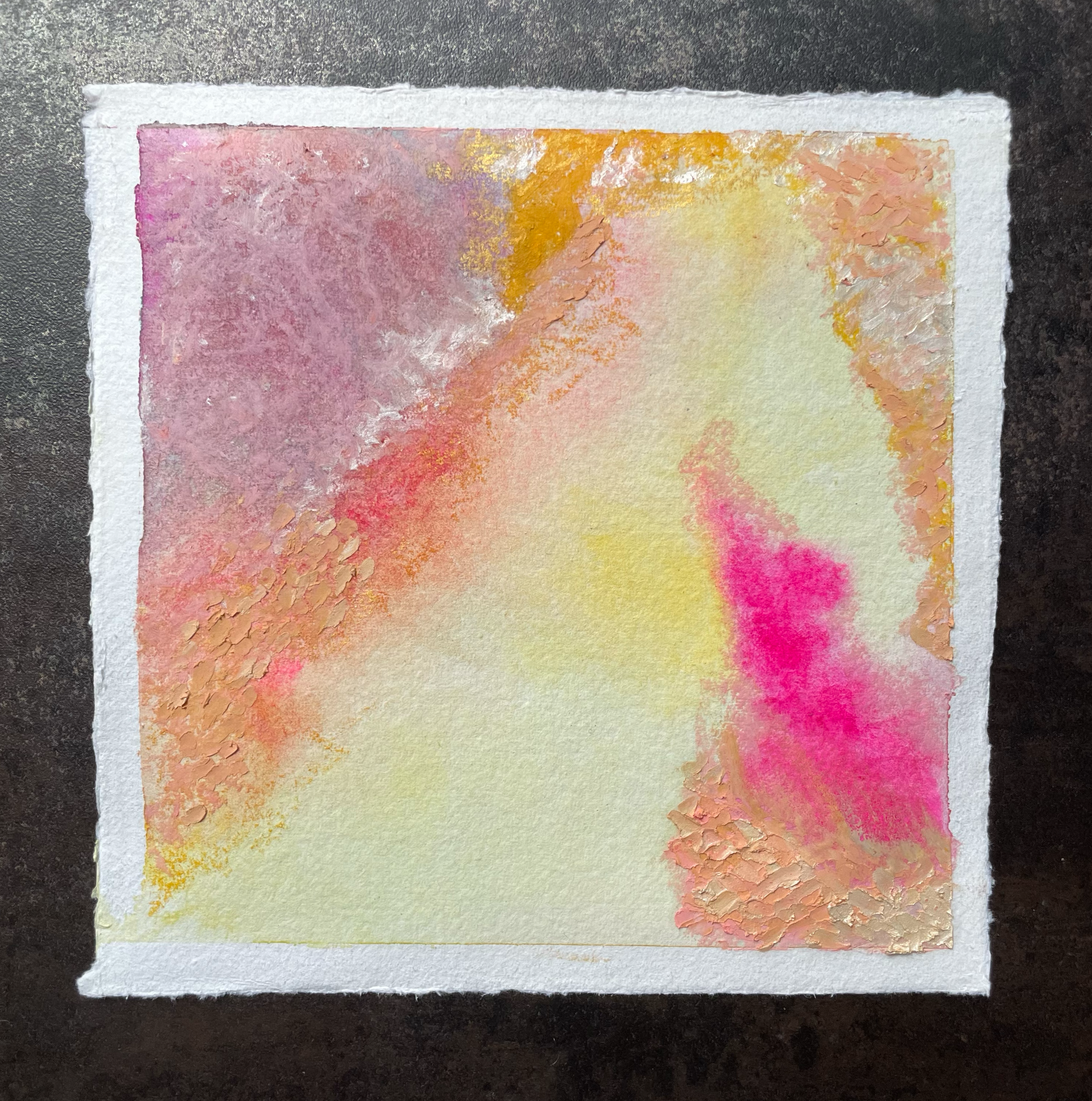 Illume No. 3
Watercolour and oil pastel on cotton paper
21 × 21 cm, 2026

To "She Stands On the Shore"  by Yazz Ahmed