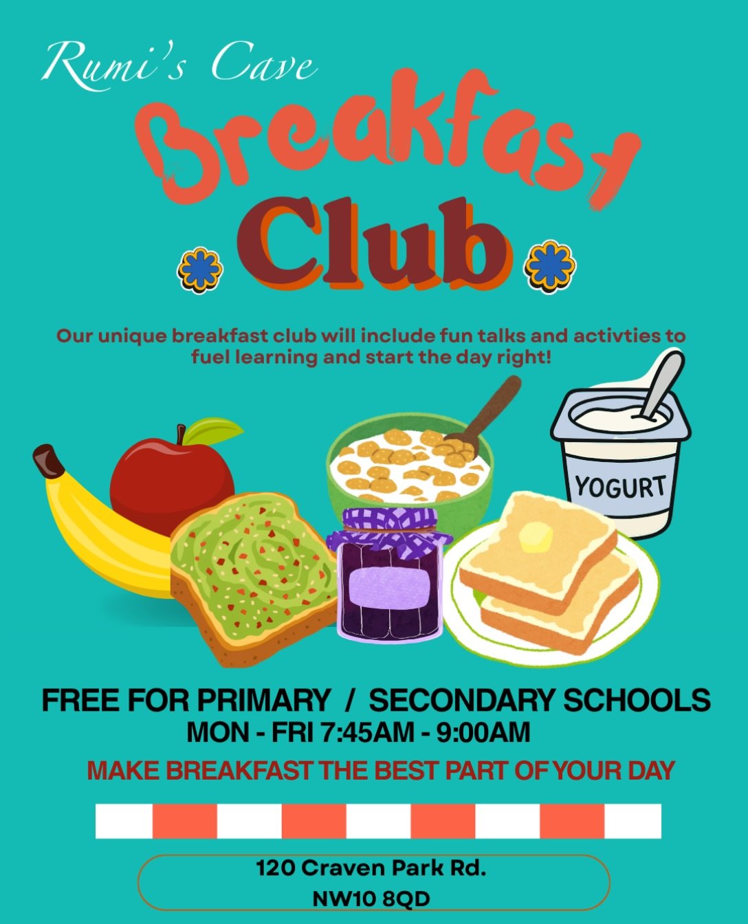 Introducing Rumi&rsquo;s Breakfast Club
 A good morning can change a whole day. ☀️

Rumi&rsquo;s Cave Breakfast Club is opening its doors to primary and secondary school pupils, completely free. Come for toast, fruit, cereal and yoghurt, and stay for