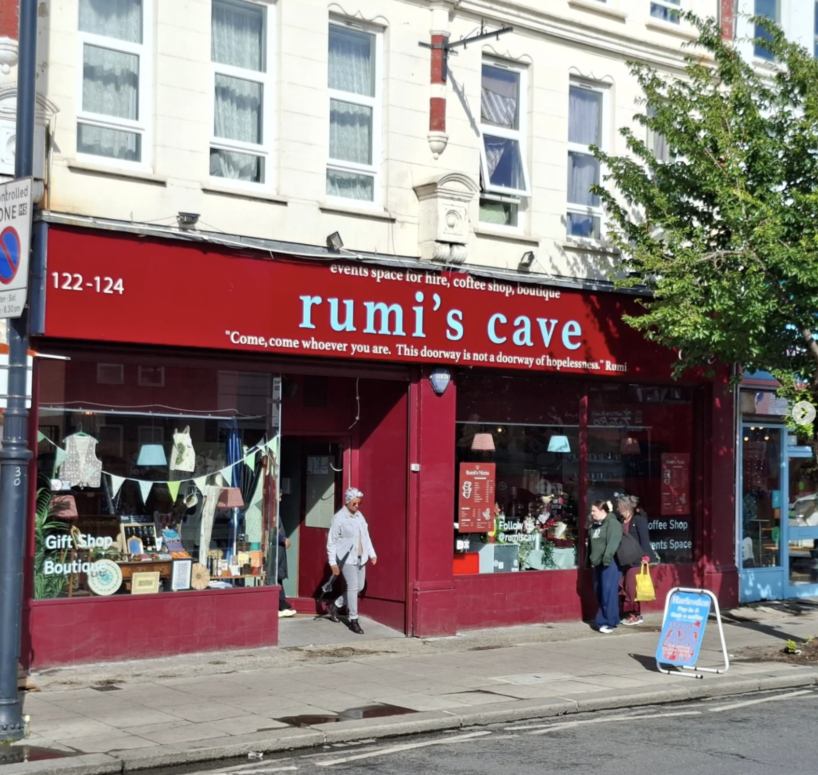 Our current home, Rumi's Cave, shop front (2026 - present): Our coffee shop, boutique and events space.