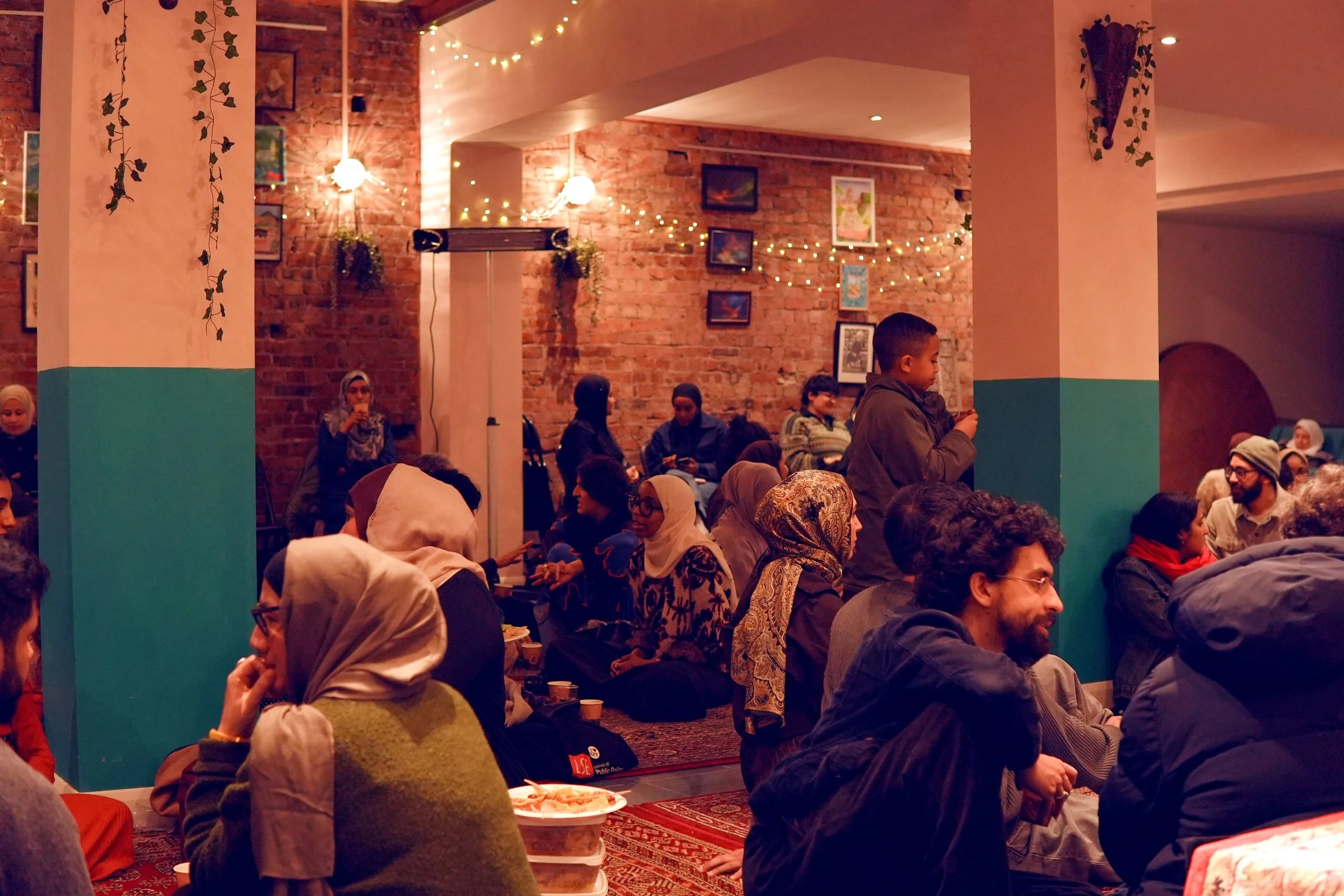 Rumi's Cave, interior: Community gathering in our current home.