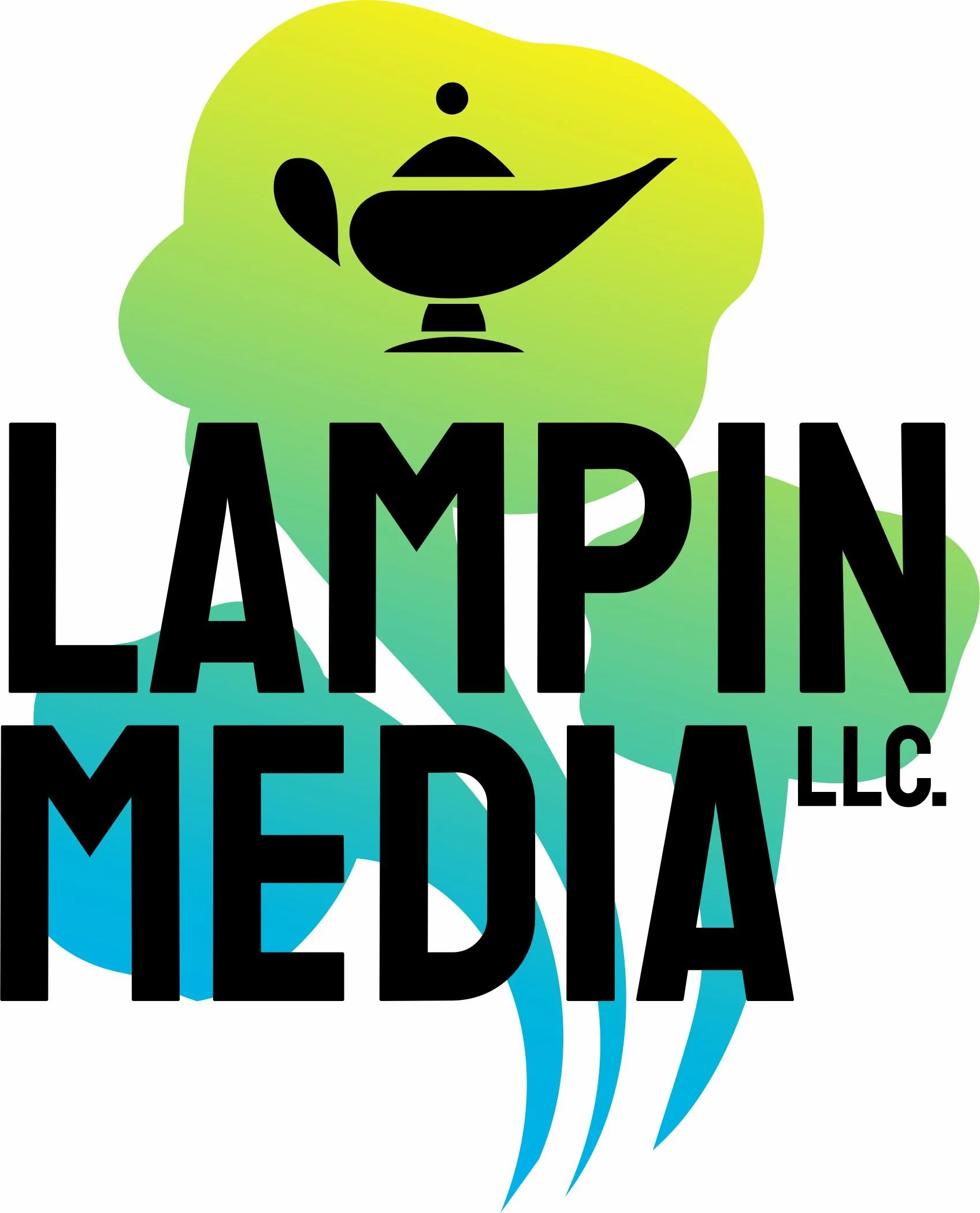 A logo with the outline of a stylized elephant filled with a gradient of green to blue, overlaid with bold black text reading 'LAMBDA LLC'.