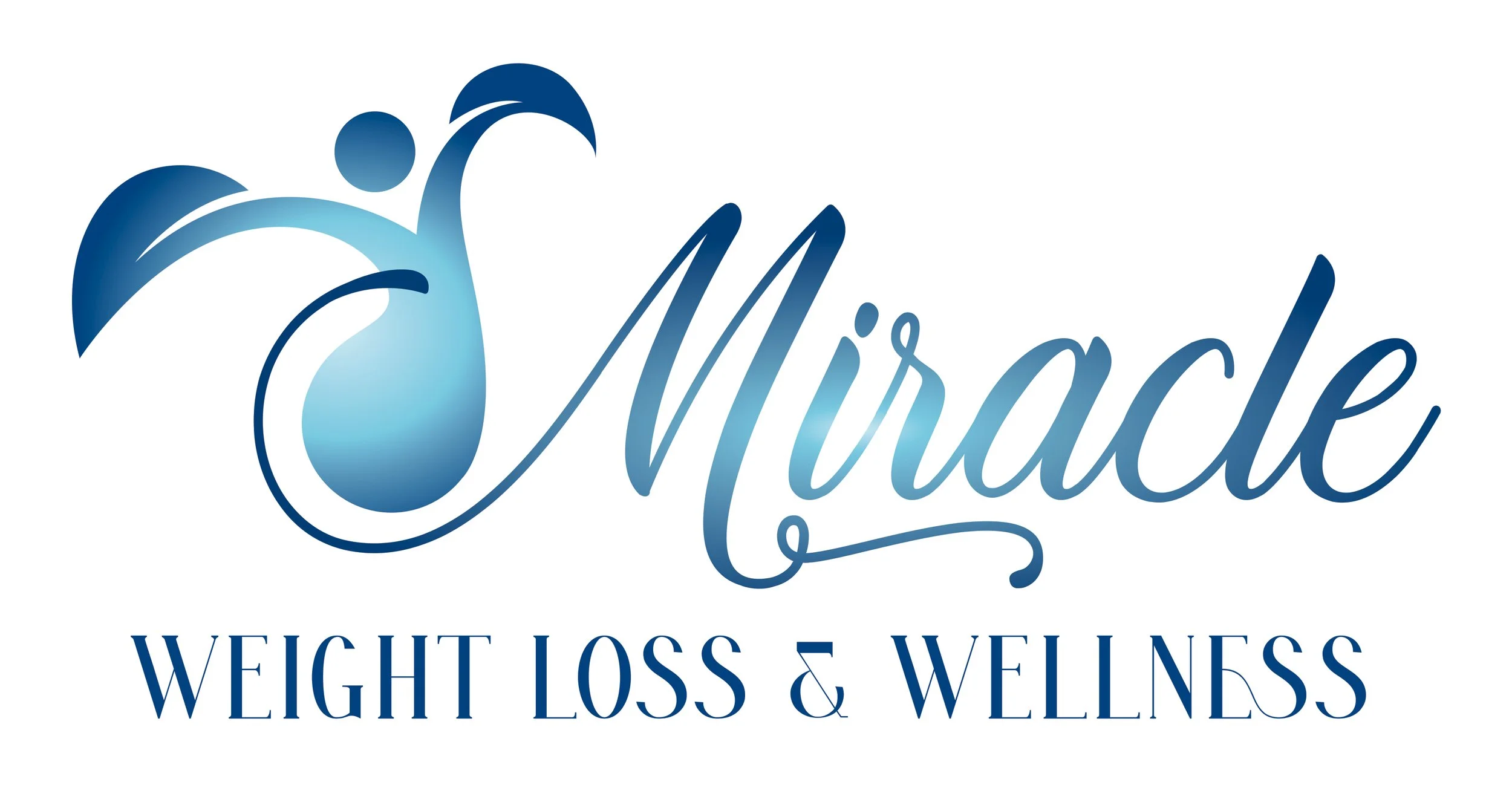 Logo for Allure Weight Loss and Wellness featuring a stylized blue figure of a person and the company name in script and serif fonts.