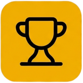 Outline of a trophy on a yellow background.