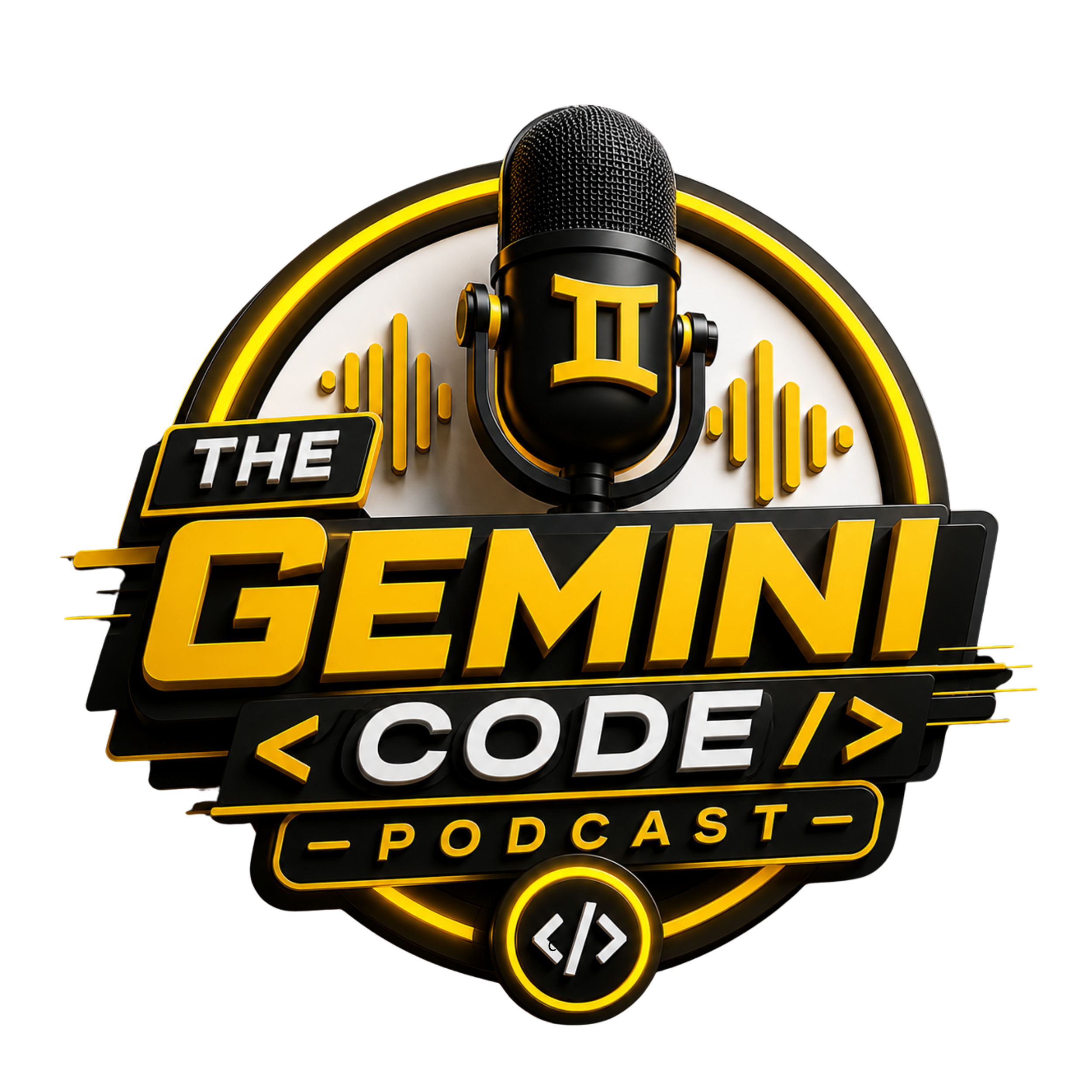 A neon sign with a microphone, sound wave graphics, and the words 'The Podcast' in yellow and white lights.