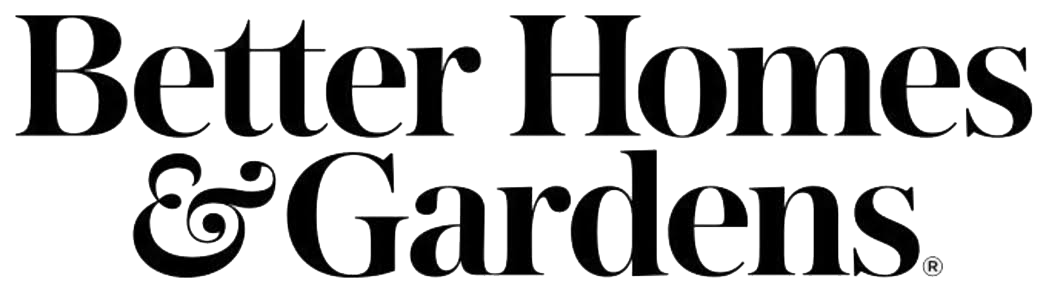 Logo for Better Homes & Gardens with black background and white text.