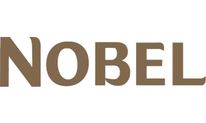 Logo of Nobel Ameland in gold logo. 'NOBEL' in large letters.