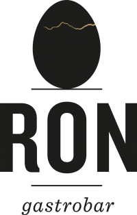 Logo of Ron Gastrobar with a black circle background, a gold wavy line near the top, and the text 'RON' in large letters with 'gastrobar' underneath.