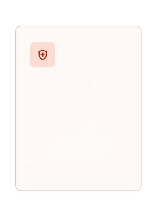 A mobile app screen with a health and security theme, displaying a shield icon with a cross inside at the top.