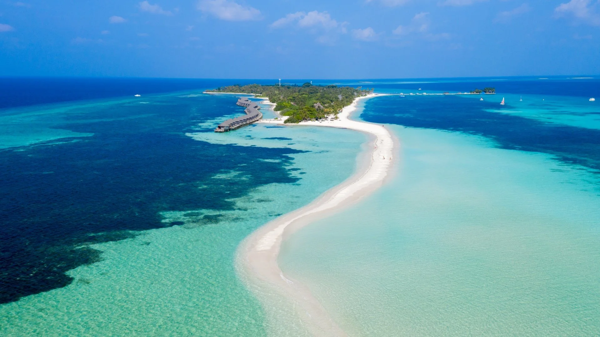 Aerial shot of Kuredu Island in the Maldives