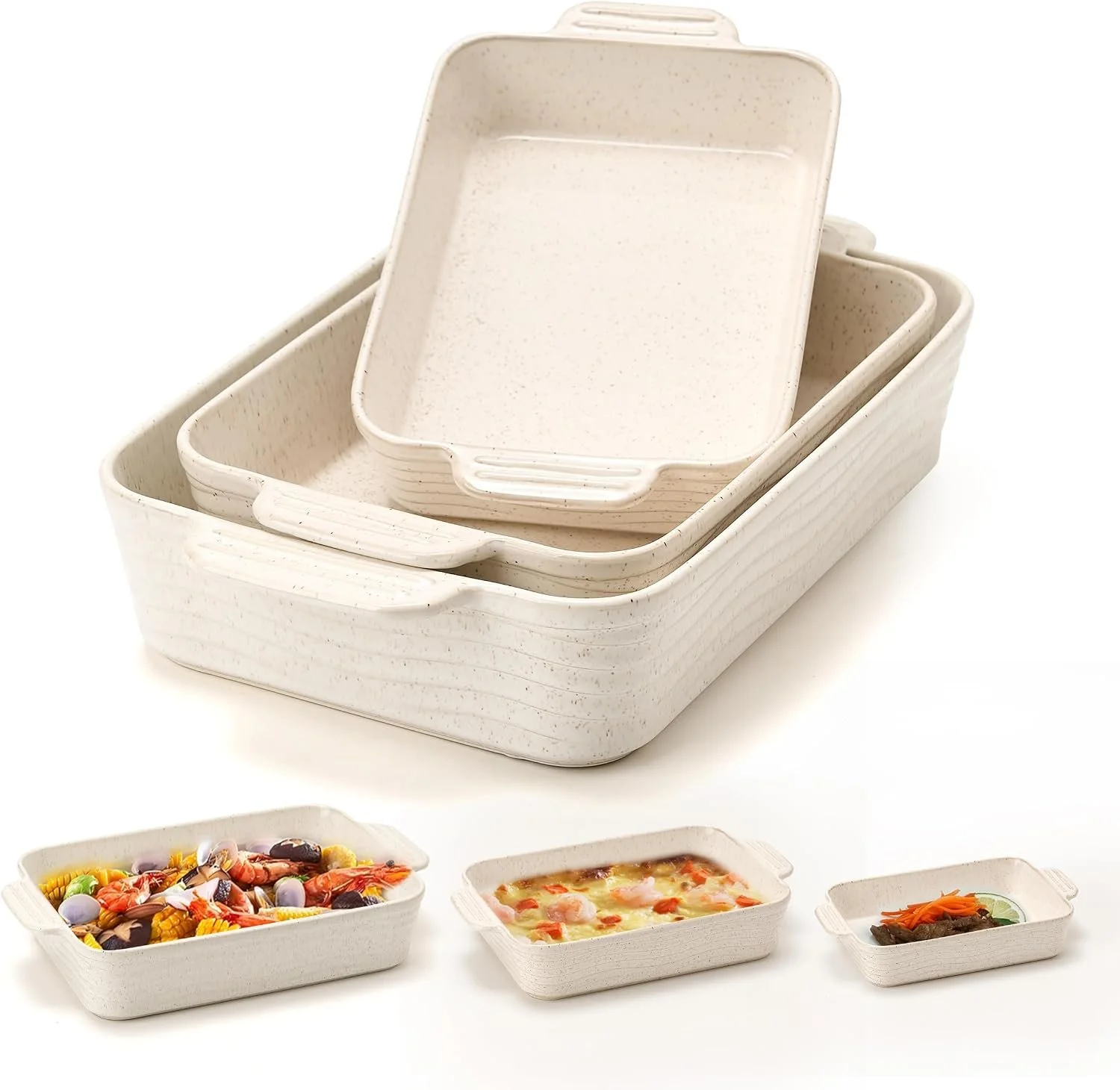 Elegant Ceramic Baking Dish Set of 3