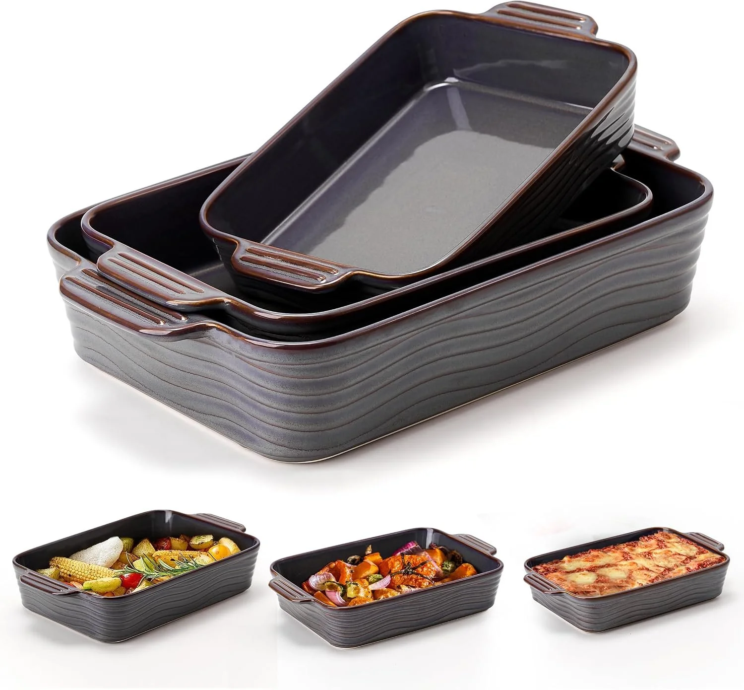 Elegant Ceramic Baking Dish Set of 3