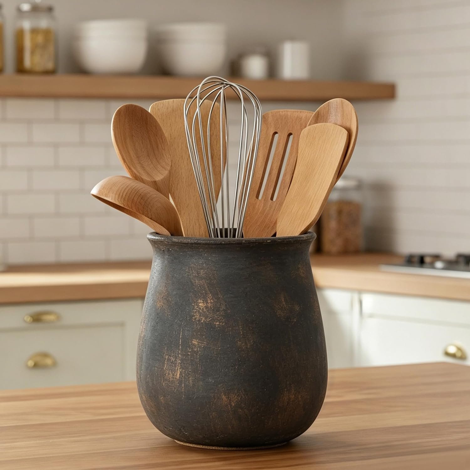 Rustic Wide Mouth Utensil Holder
