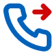 Icon of a telephone handset with an arrow pointing to the right.
