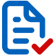 Icon of a document with a red checkmark