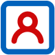 Icon of a person inside a square outline