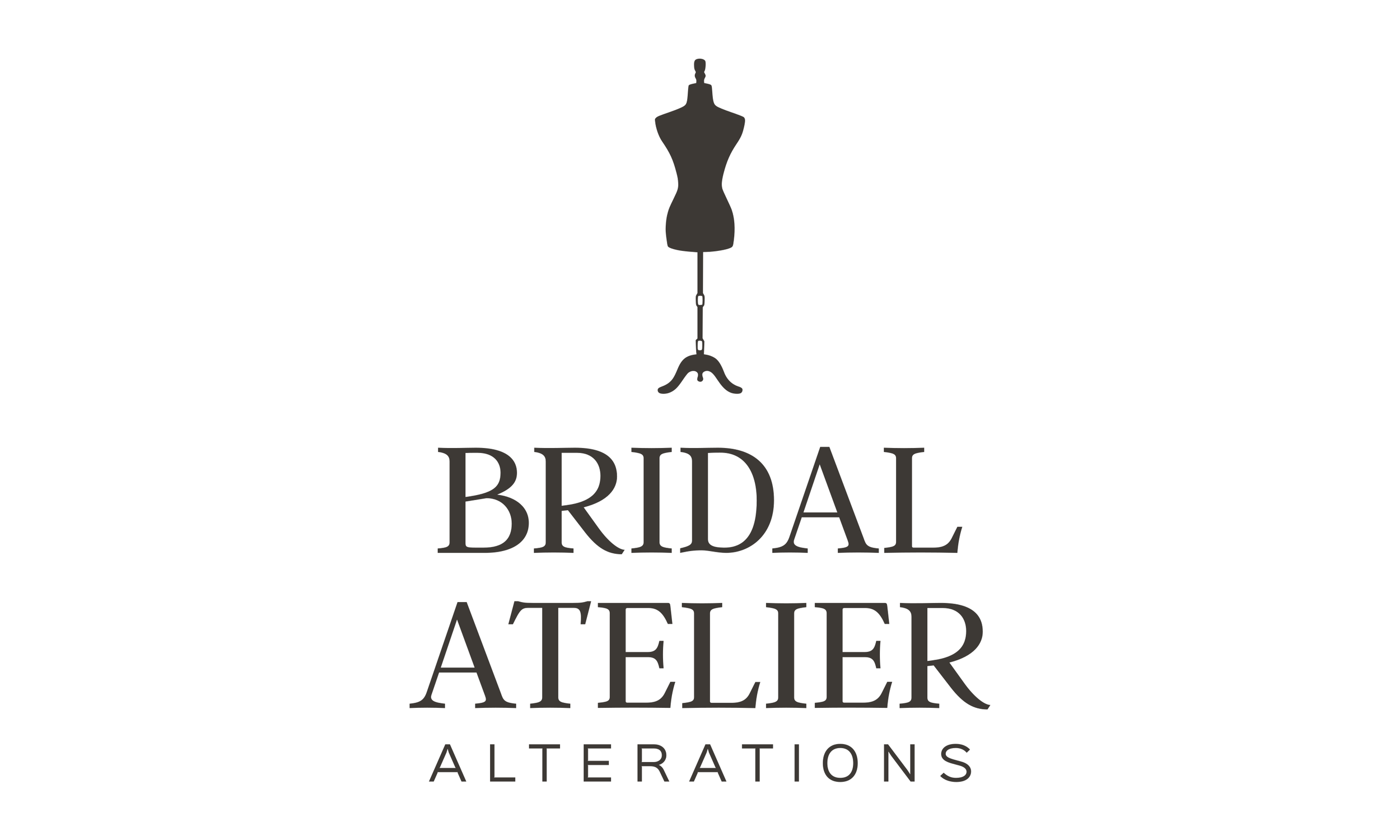 Logo for Bridal Alterations, featuring a black dress form on a stand and the text 'BRIDAL ALTERATIONS' below.
