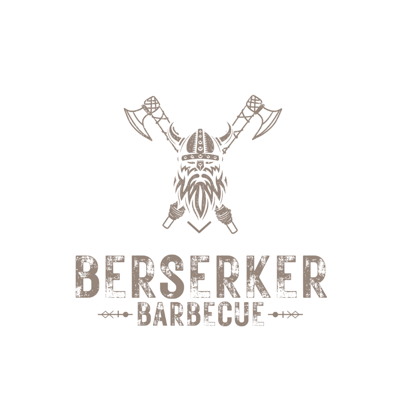 Logo for Berserker Barbecue featuring a Viking-style bearded warrior with axes crossed behind his head, and the text 'Berserker Barbecue' below.