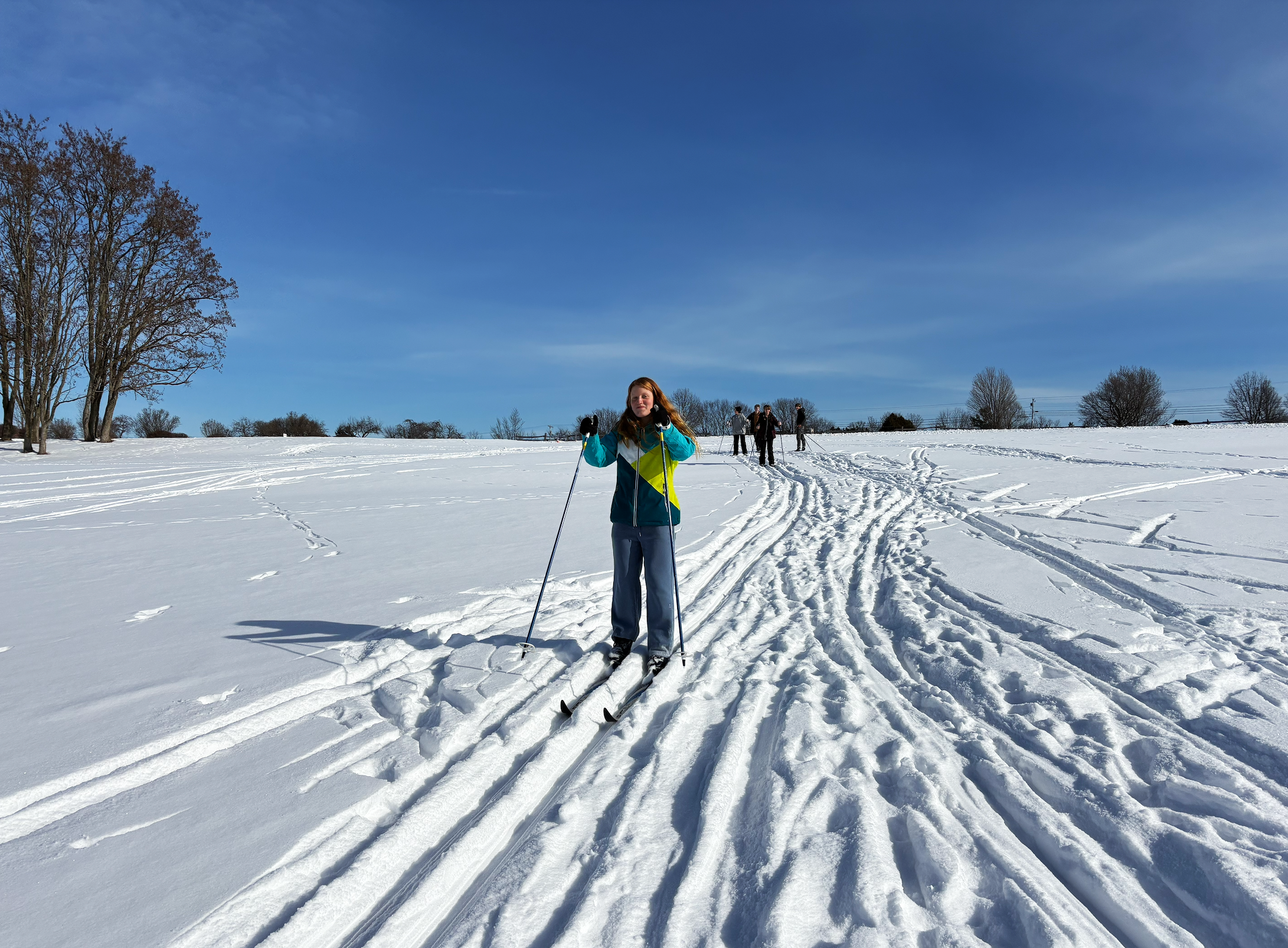 Girl cross country skiing