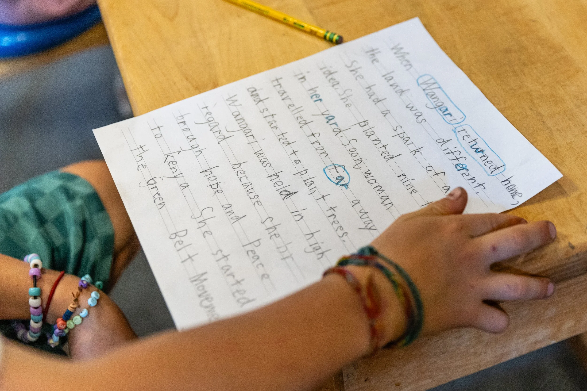 Paper with a student's writing