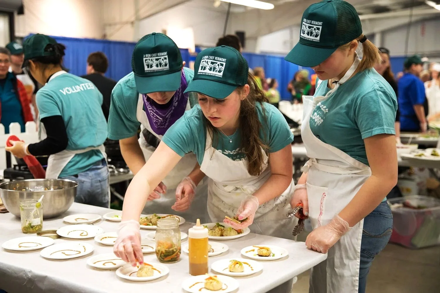 Students cooking in a competition
