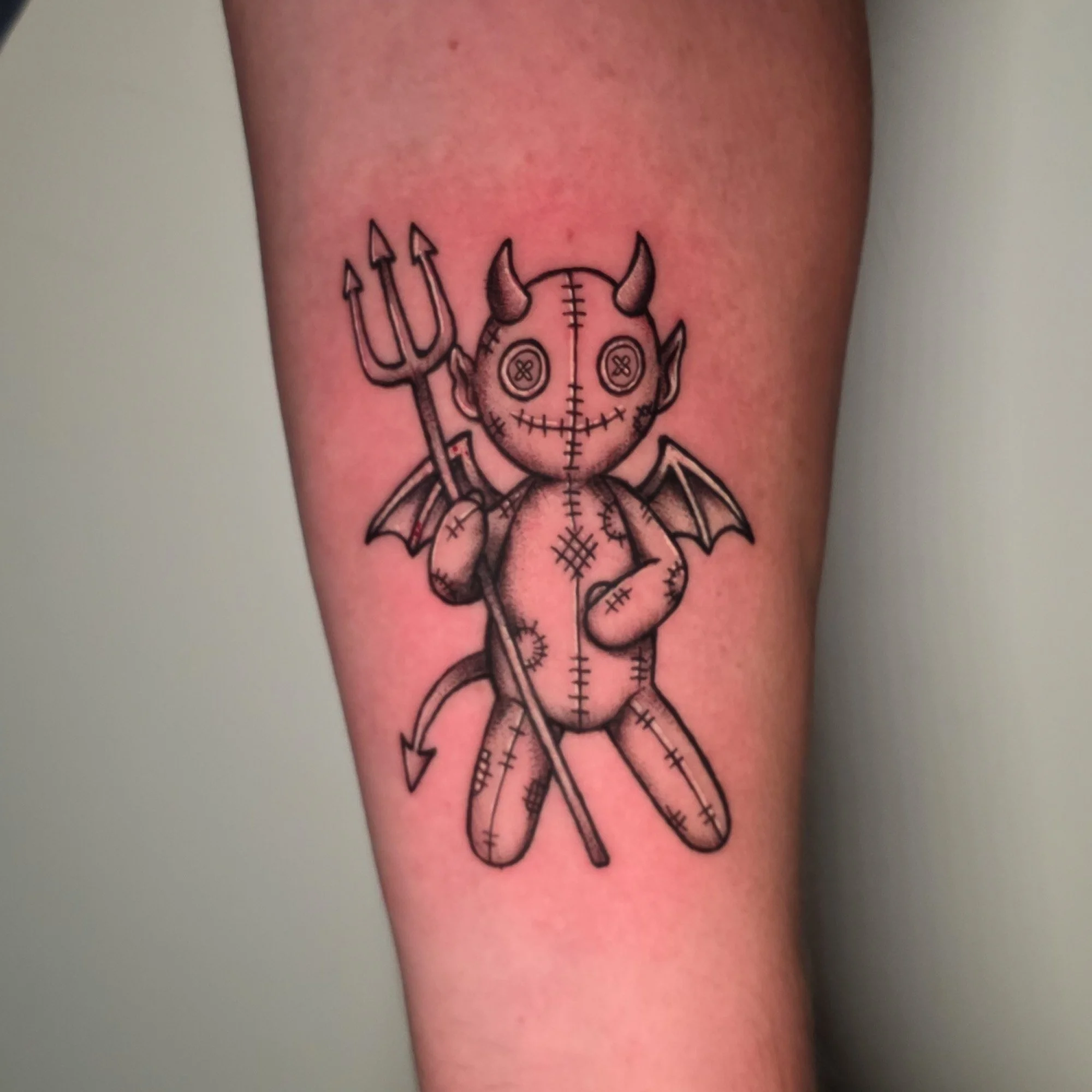 Black and grey Devil voodoo doll 