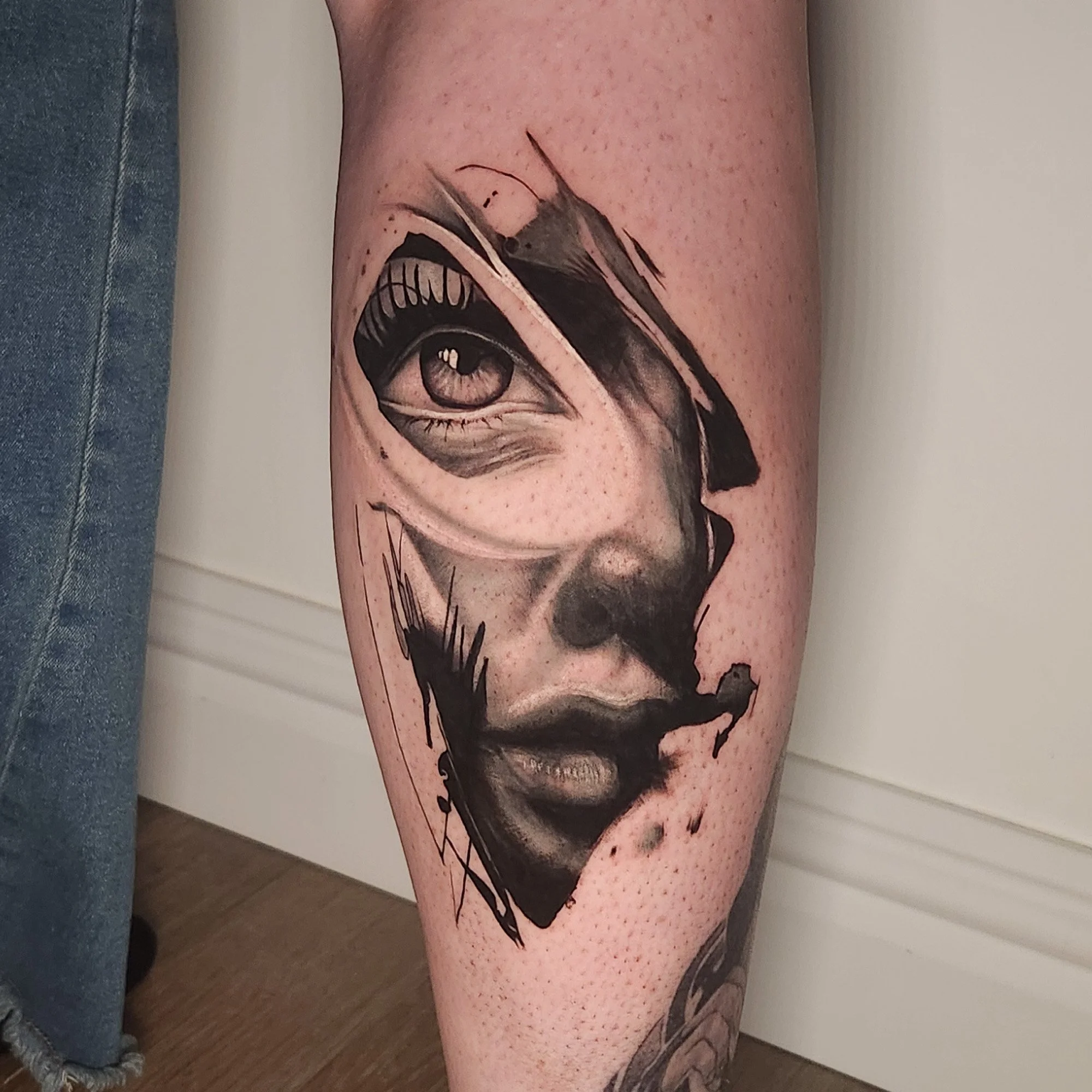 Abstract black and grey woman’s portrait 