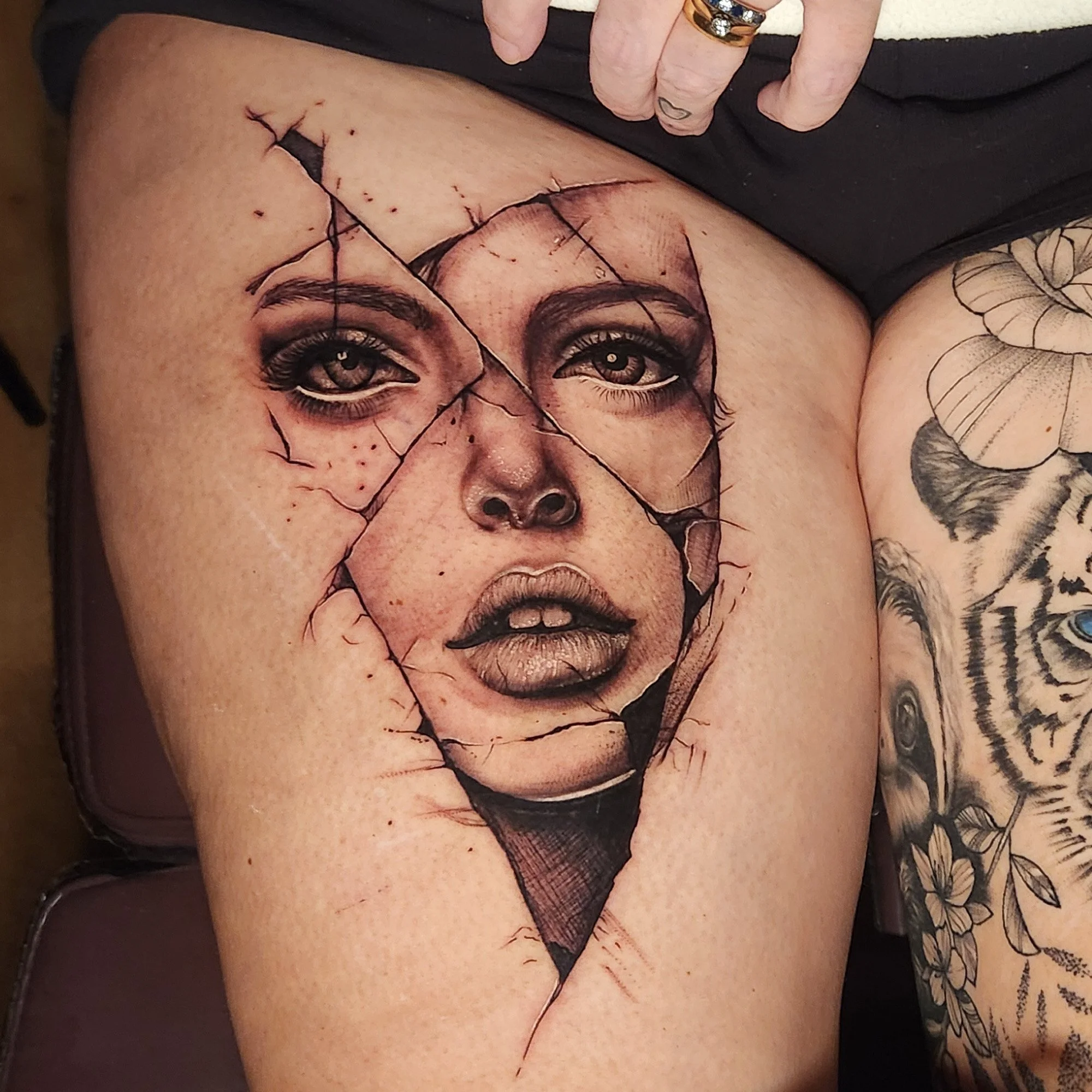 Broken lady portrait. Dark imagery