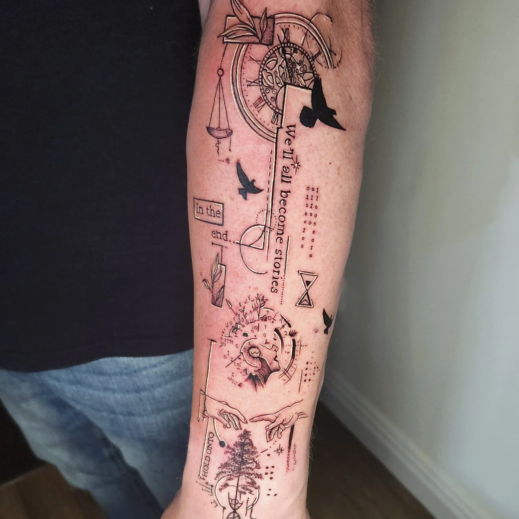 Geometric line work tattoo
