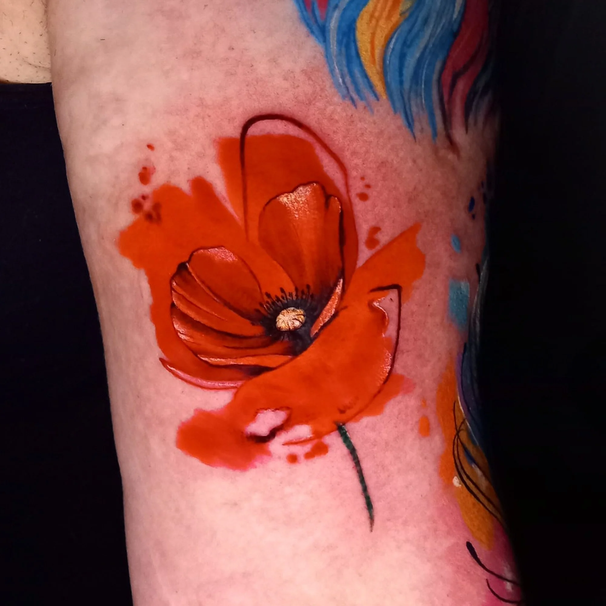 Close-up of a tattoo of a flower