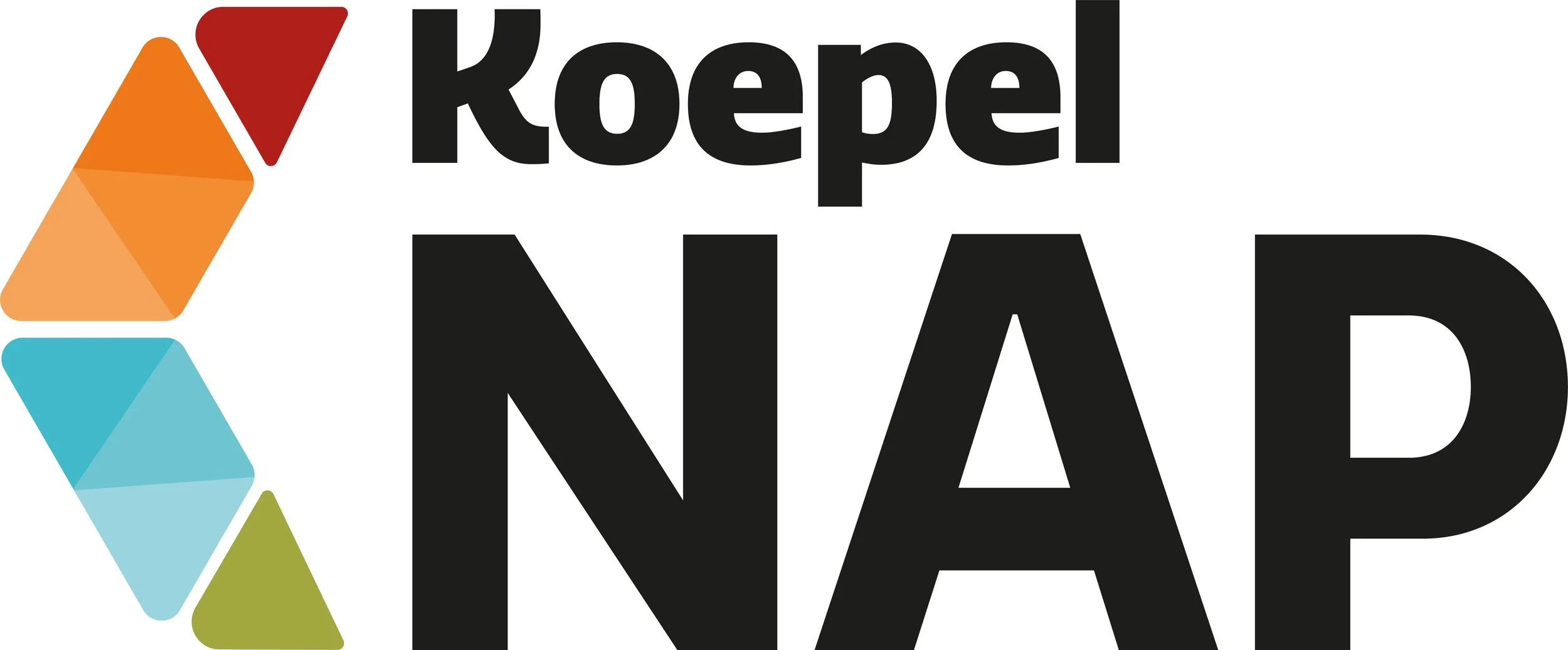 Logo van Koepel KRW-AP met geometrische vormen en tekst.