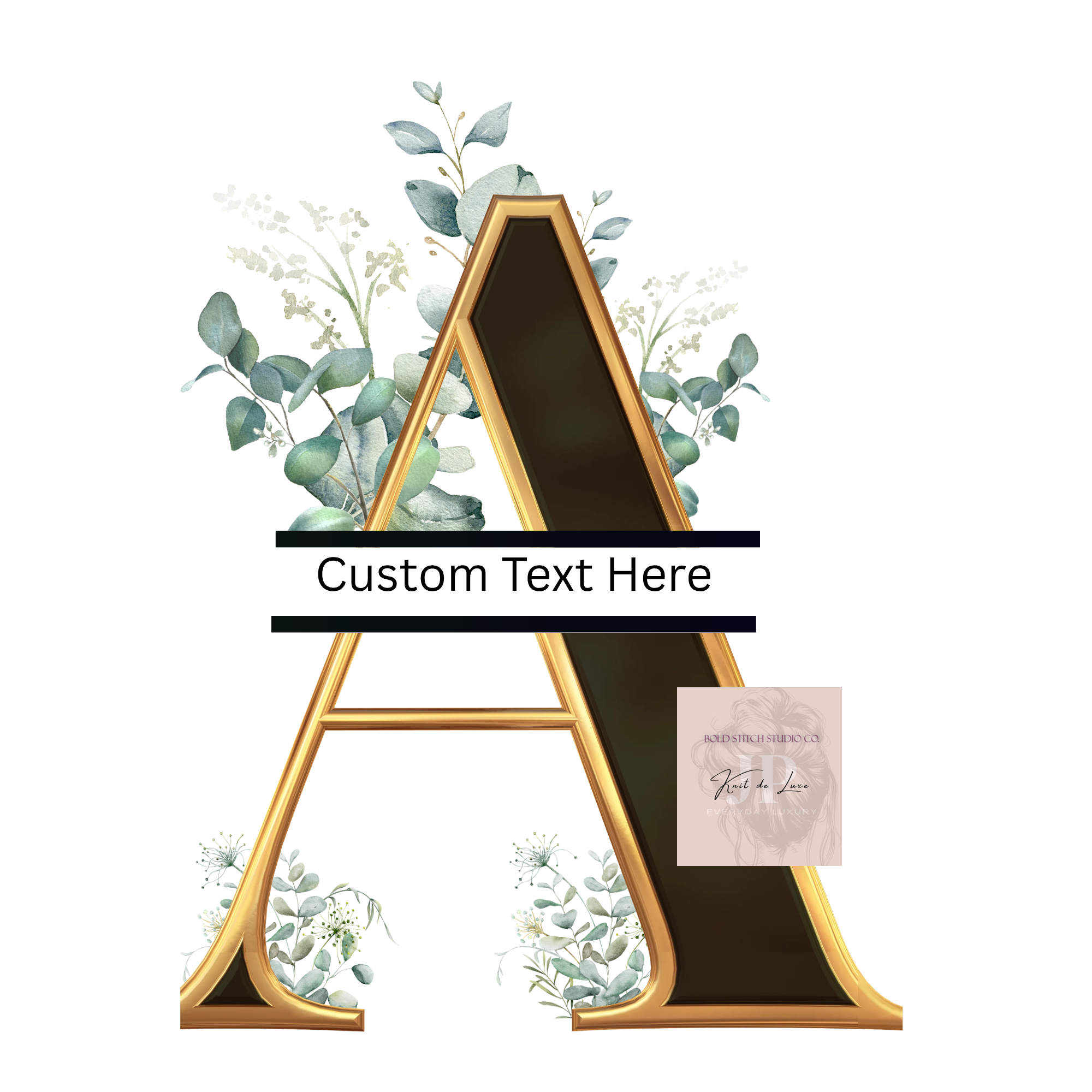 Floral Gold Alphabet PNG - A
