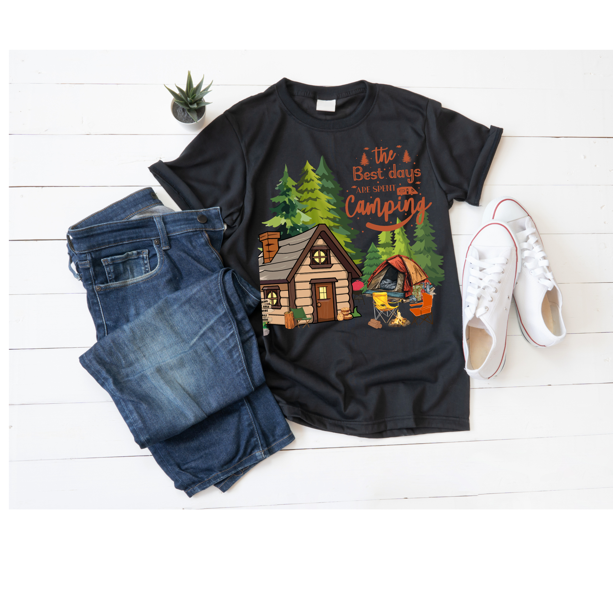 The Best Days are Spent Camping - Dark Background