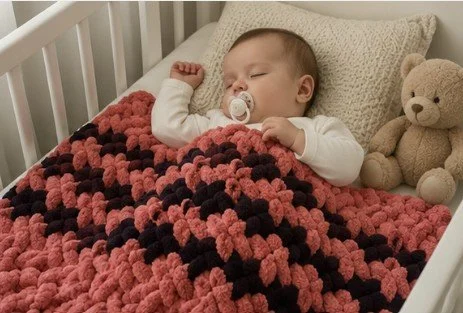 Handmade Chenille Throw Blanket 36" x 42"