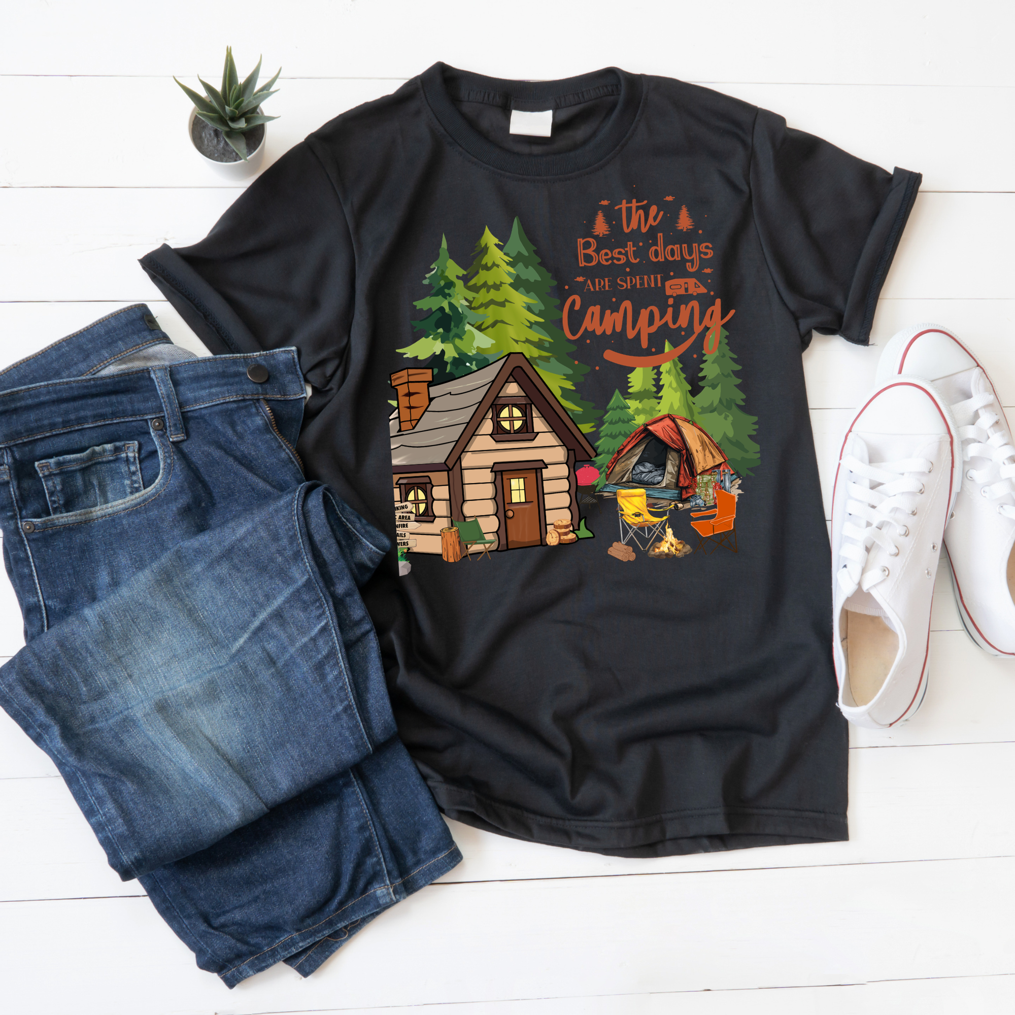 The Best Days are Spent Camping - Dark Background