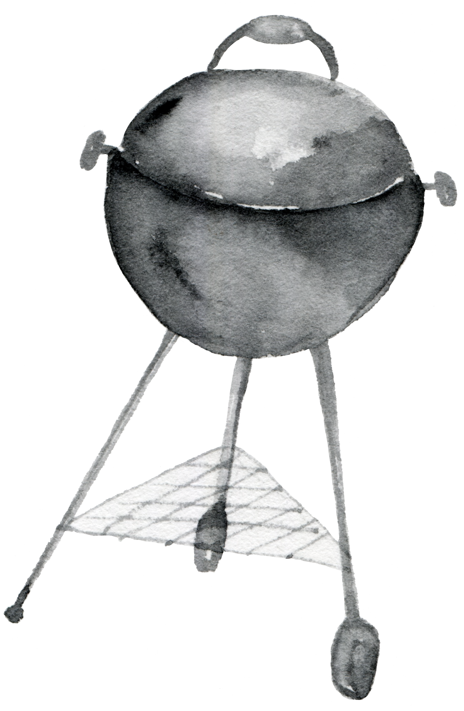 A watercolor illustration of a grill.