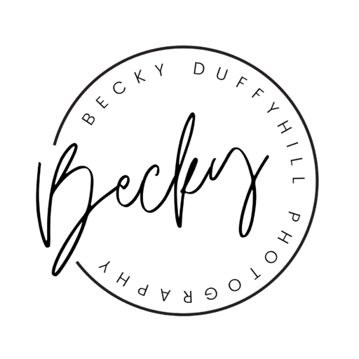 A circle logo for "Becky Duffyhill Photography" with Becky written in cursive