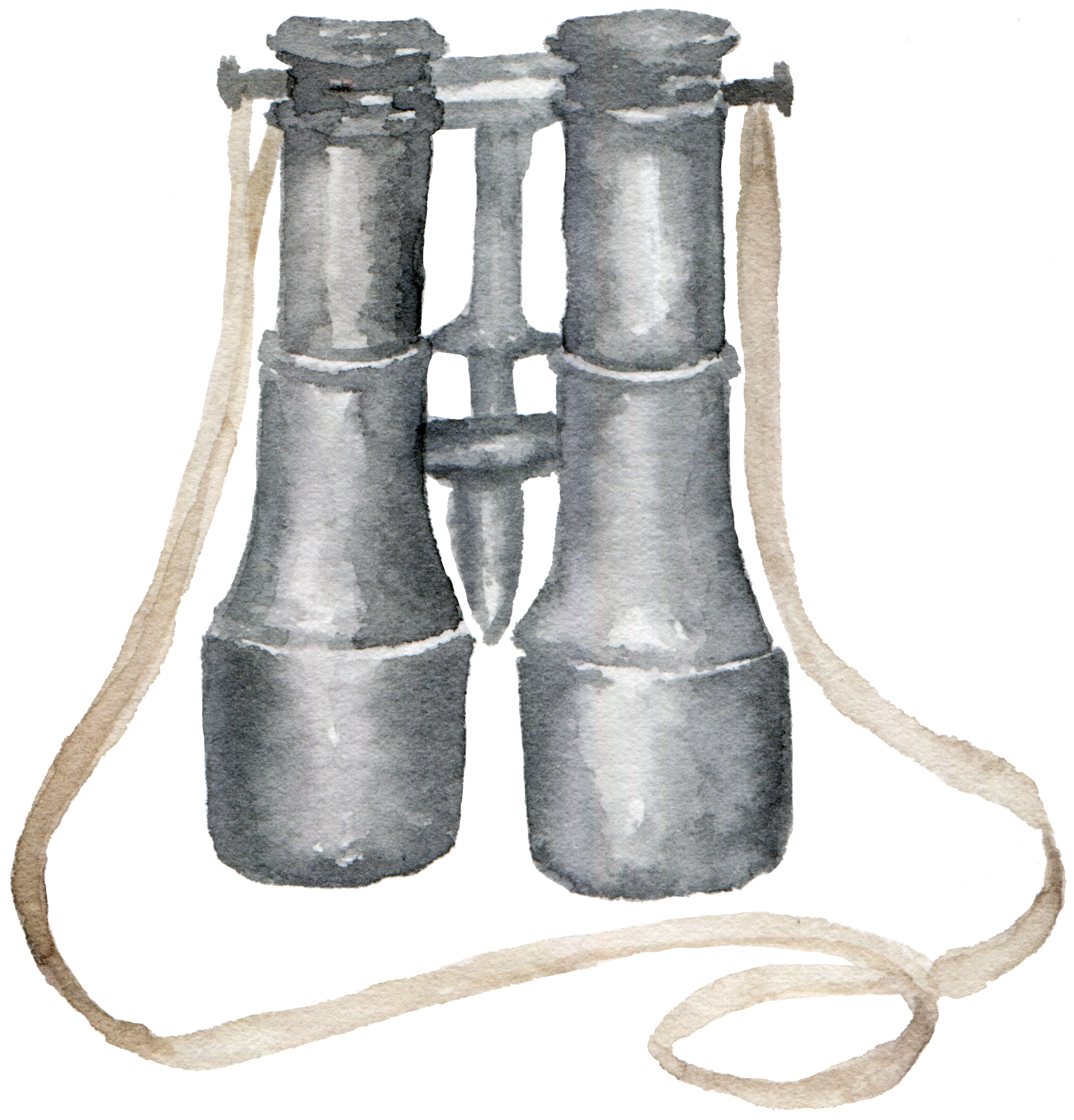 Watercolor painting of binoculars.