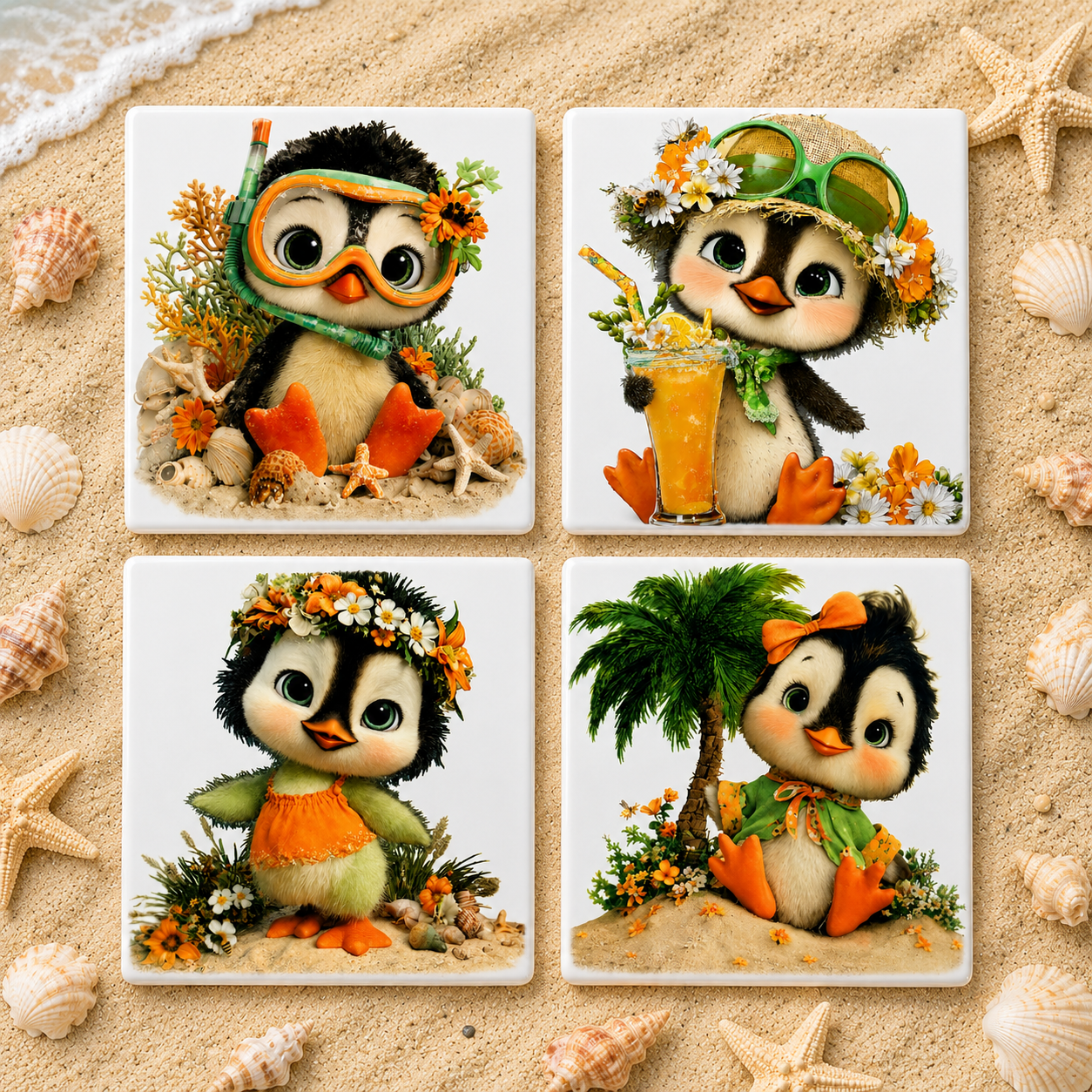 Ceramic Coasters - Penguin