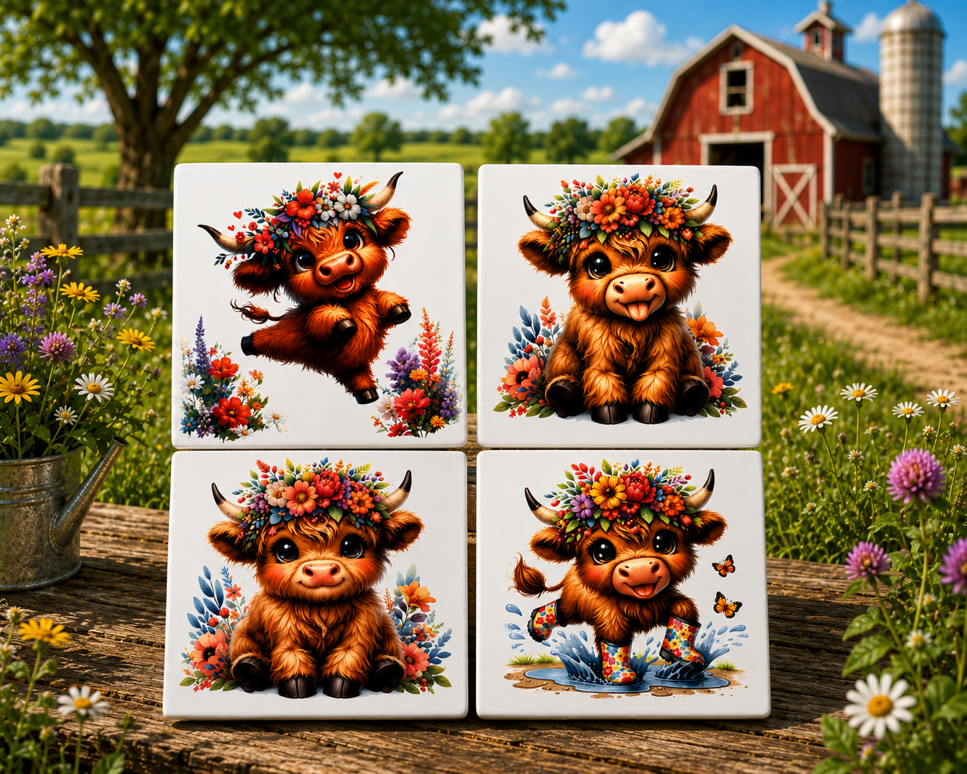 Ceramic Coasters - Highland Cow