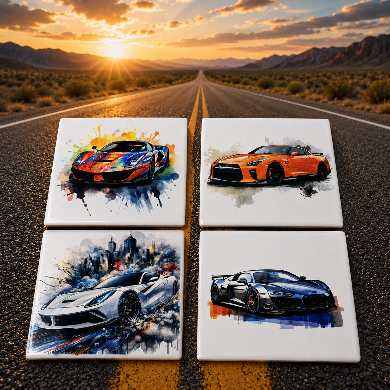 Ceramic Coasters - Cars