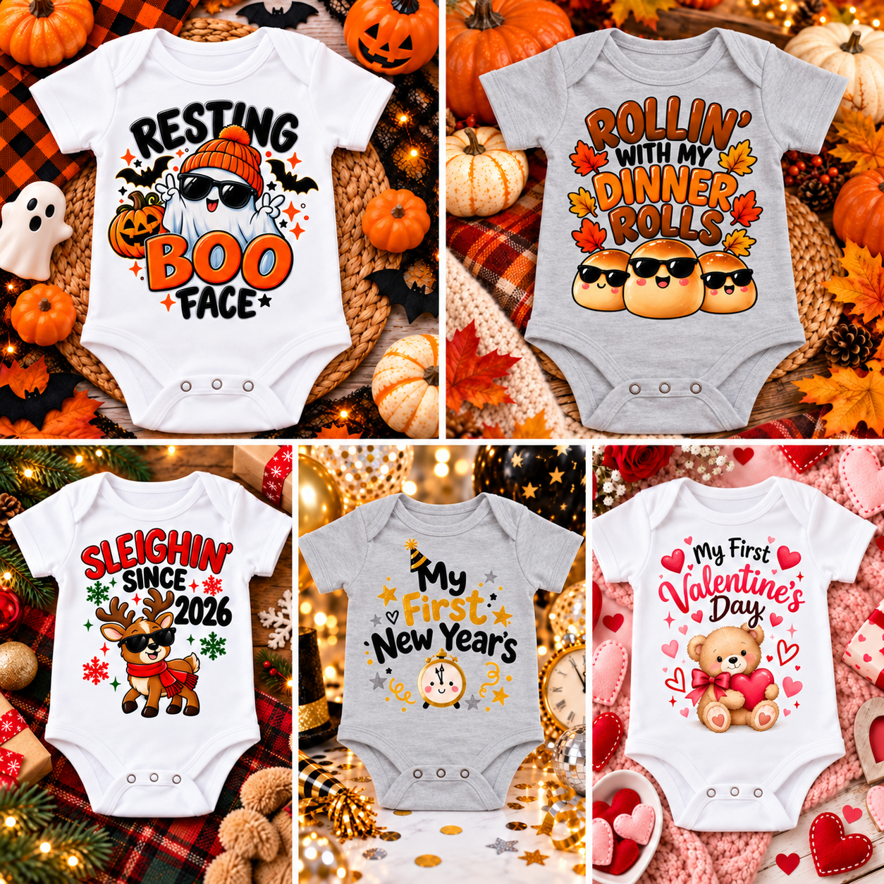 Various Holiday Onesies