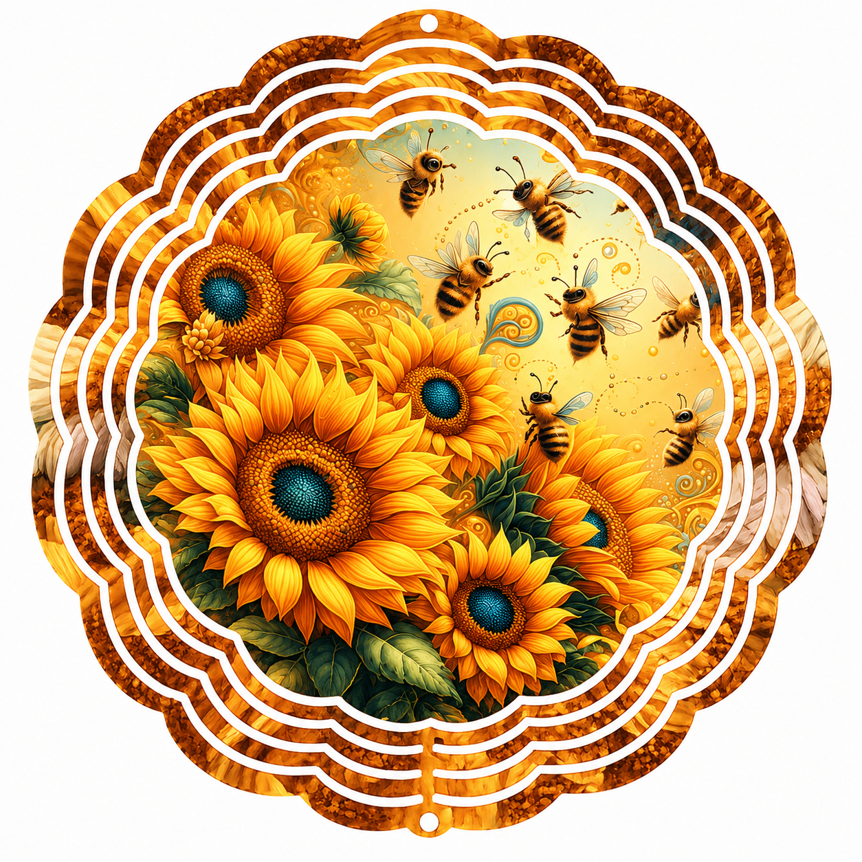Sunflower Bee Wind Spinner