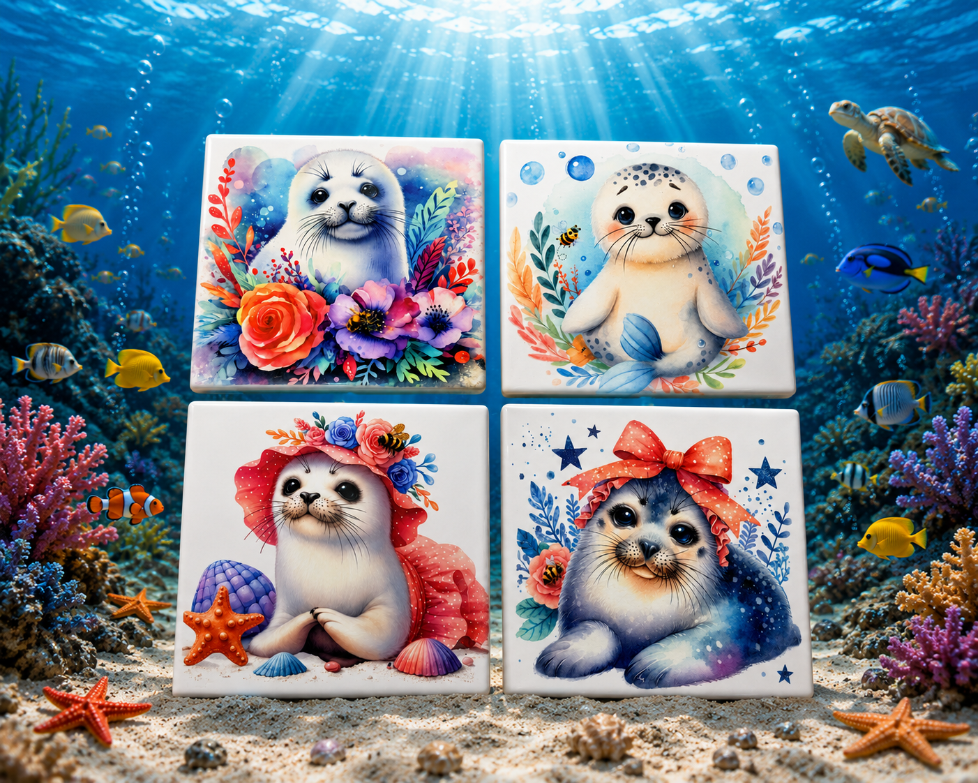 Ceramic Coasters - Seal