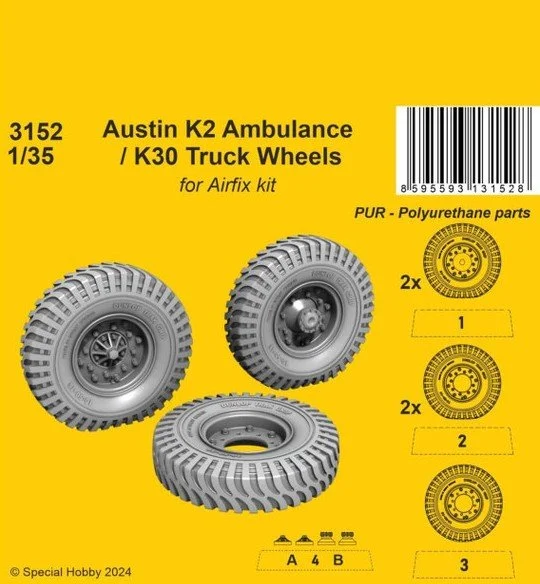 1/35 CMK Austin K2 Ambulance / K30 Truck Wheels for Airfix kits
