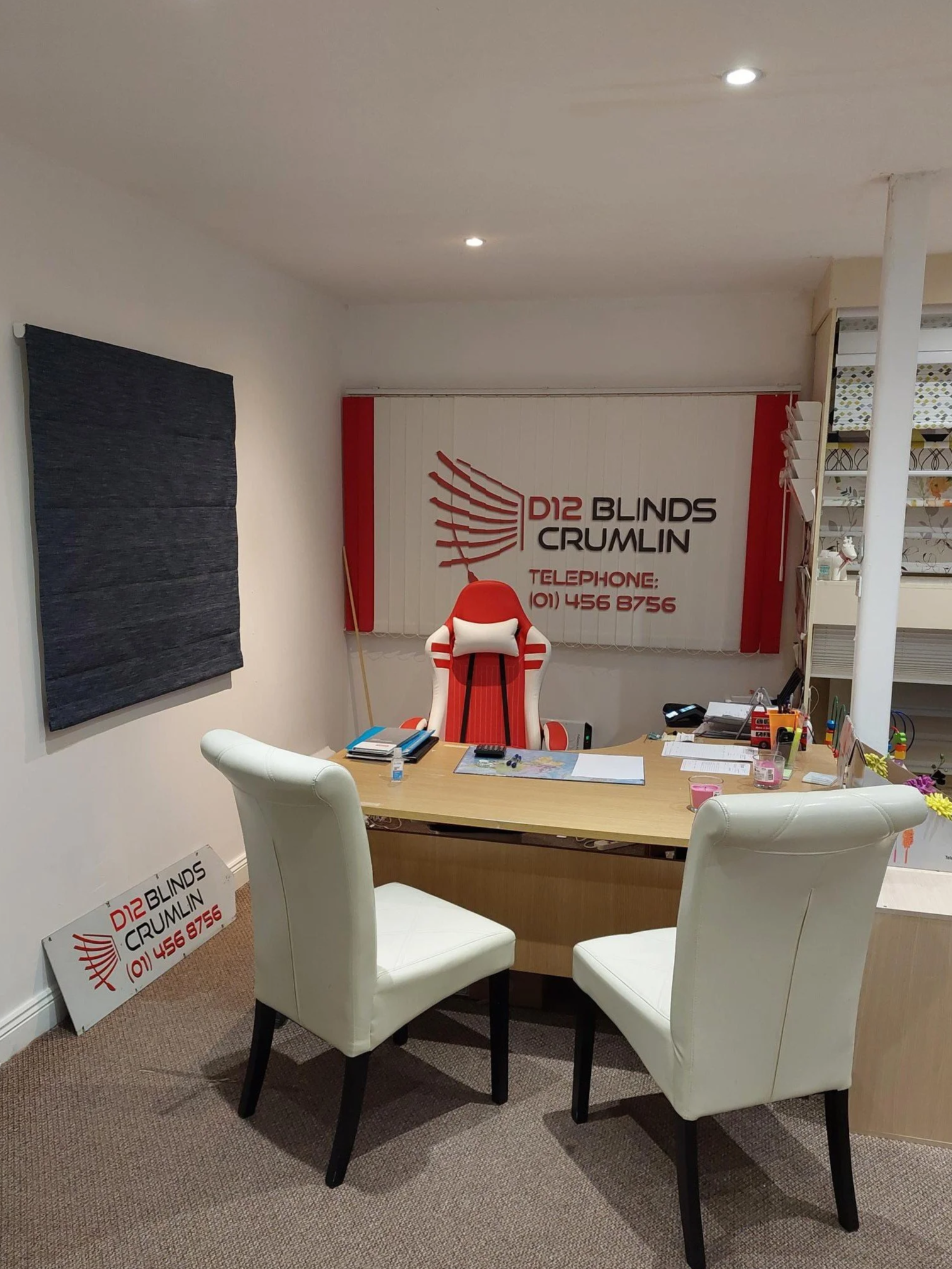 D12 blinds Showroom is open to the public five days a week, displaying Roller blinds, Venetian Blinds, Perfect Fit Blinds, Velux Blinds, Vertical Blinds, Roman Blinds, Plantation Shutters and more.
