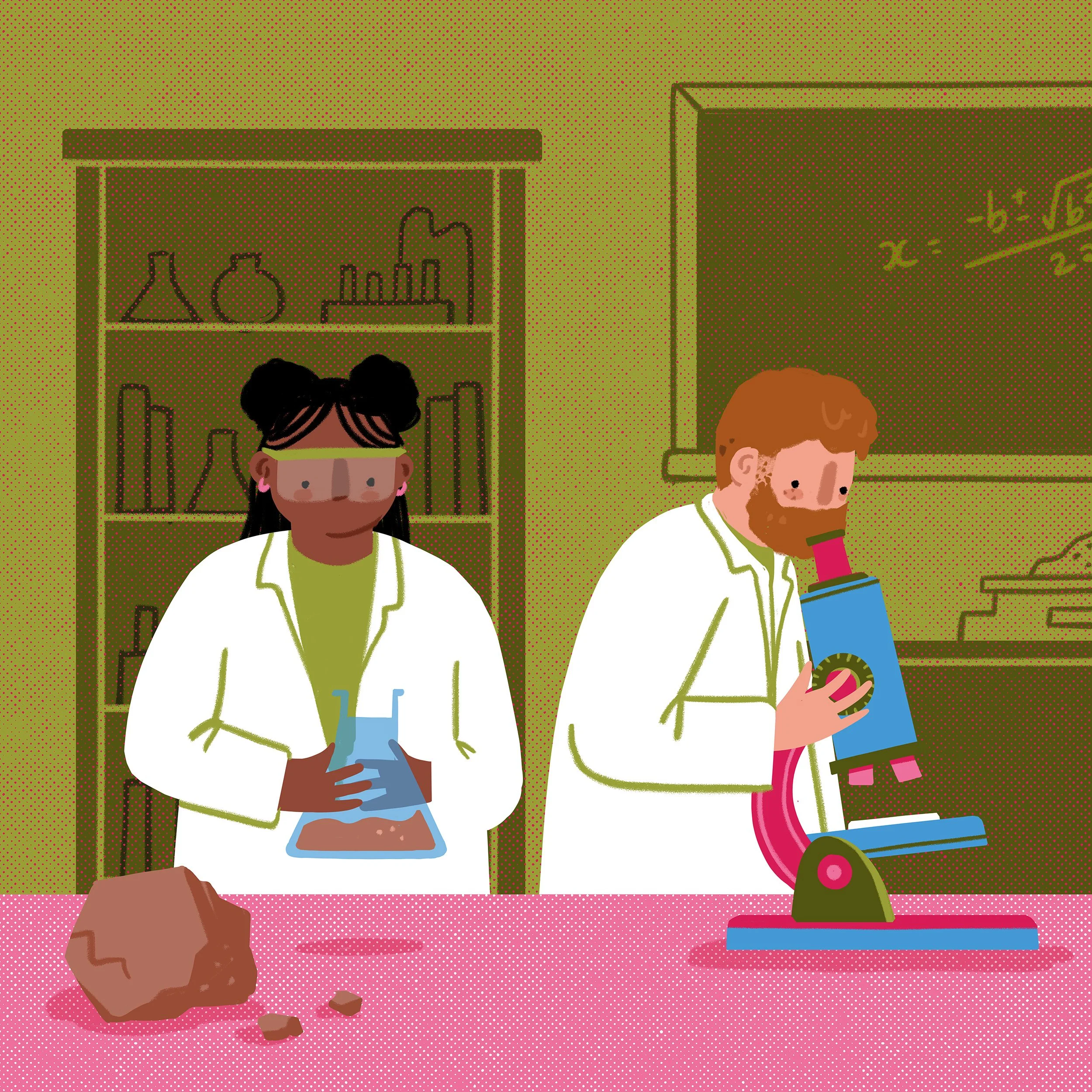 Illustration of geoscientists at work
