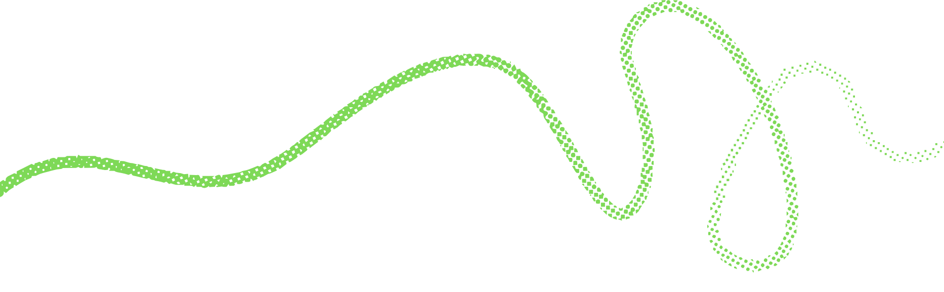Abstract green dotted line forming random loops against a black background. manufacturing community.