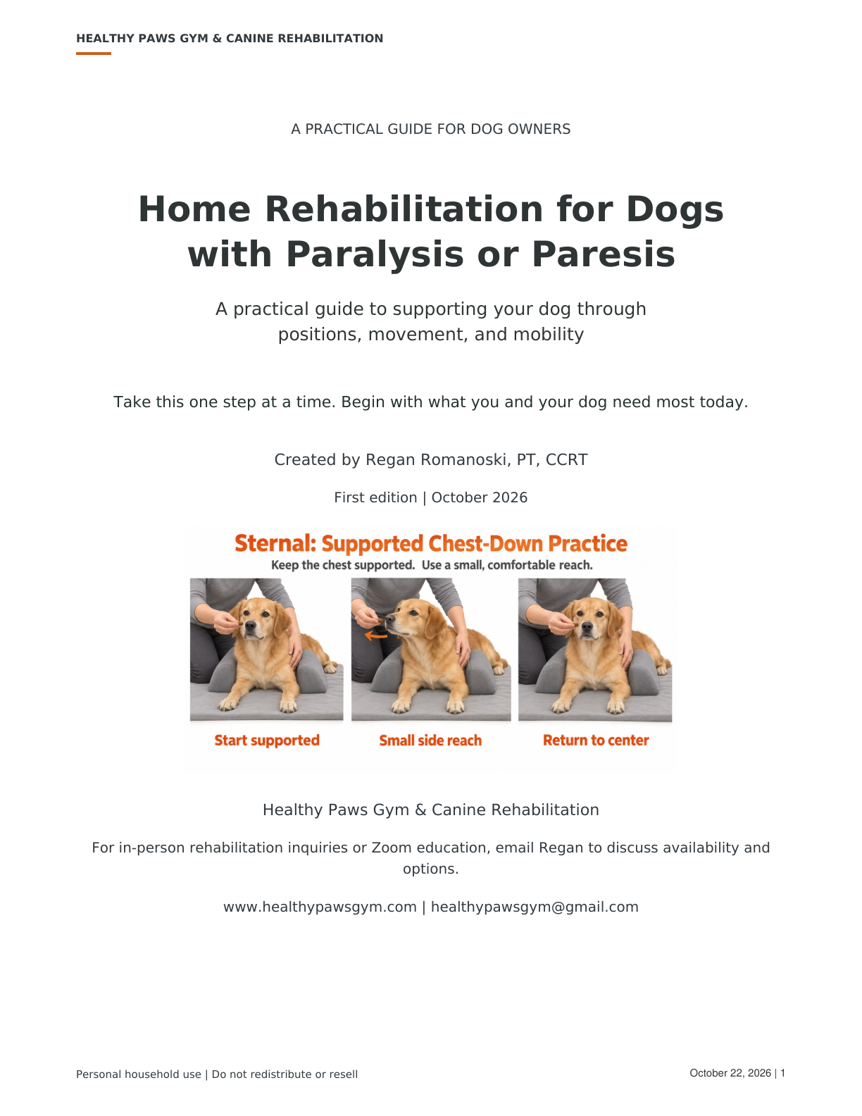 Home Rehabilitation for Dogs with Paralysis or Paresis
