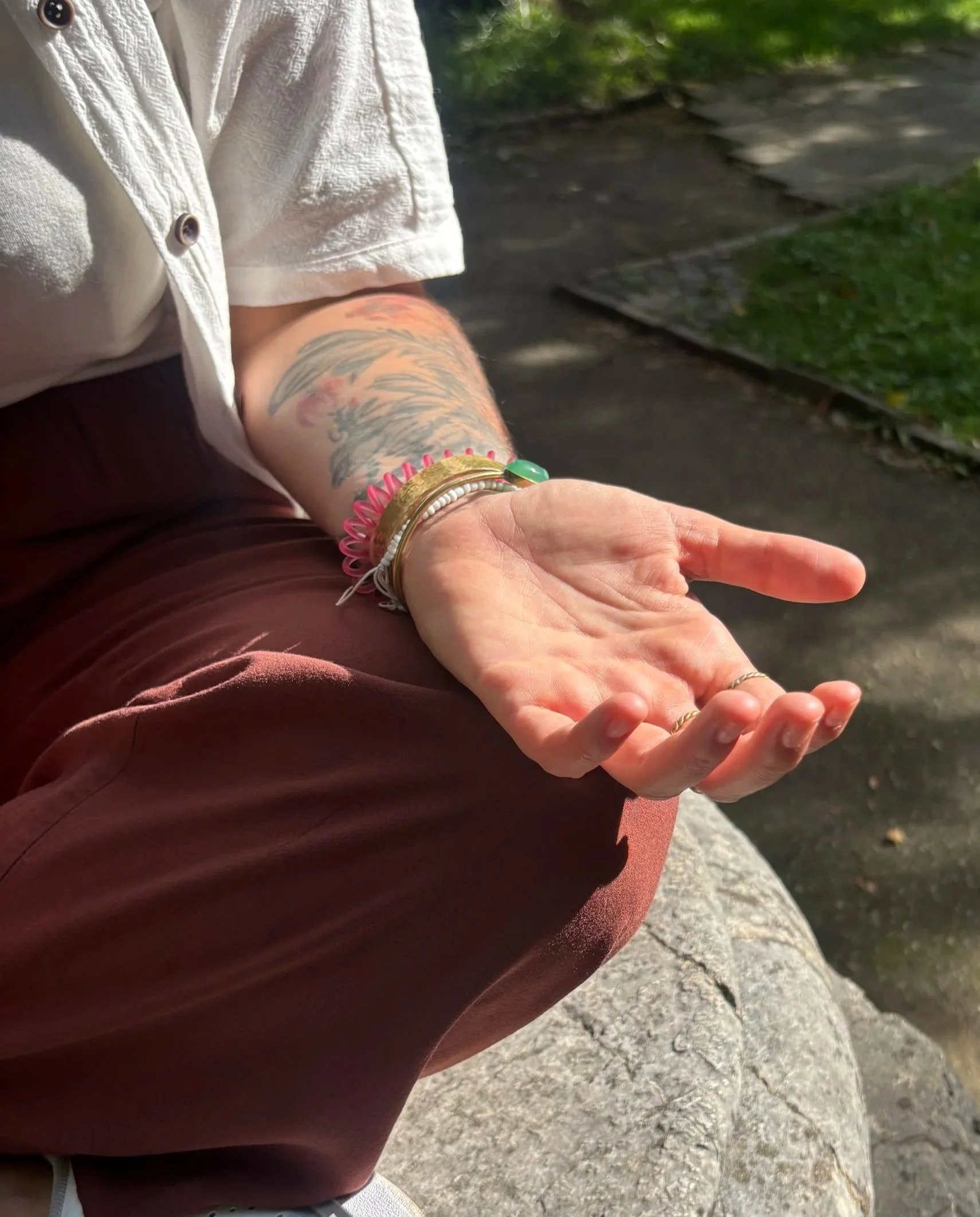 Open hand opened in meditation.